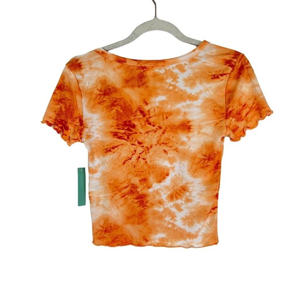 NWT Abound Orange Tie Dye Button Up Tee Shirt Size M - Picture 5 of 10